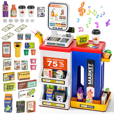 47Pcs Pretend Play Cash Register Super Market Toy